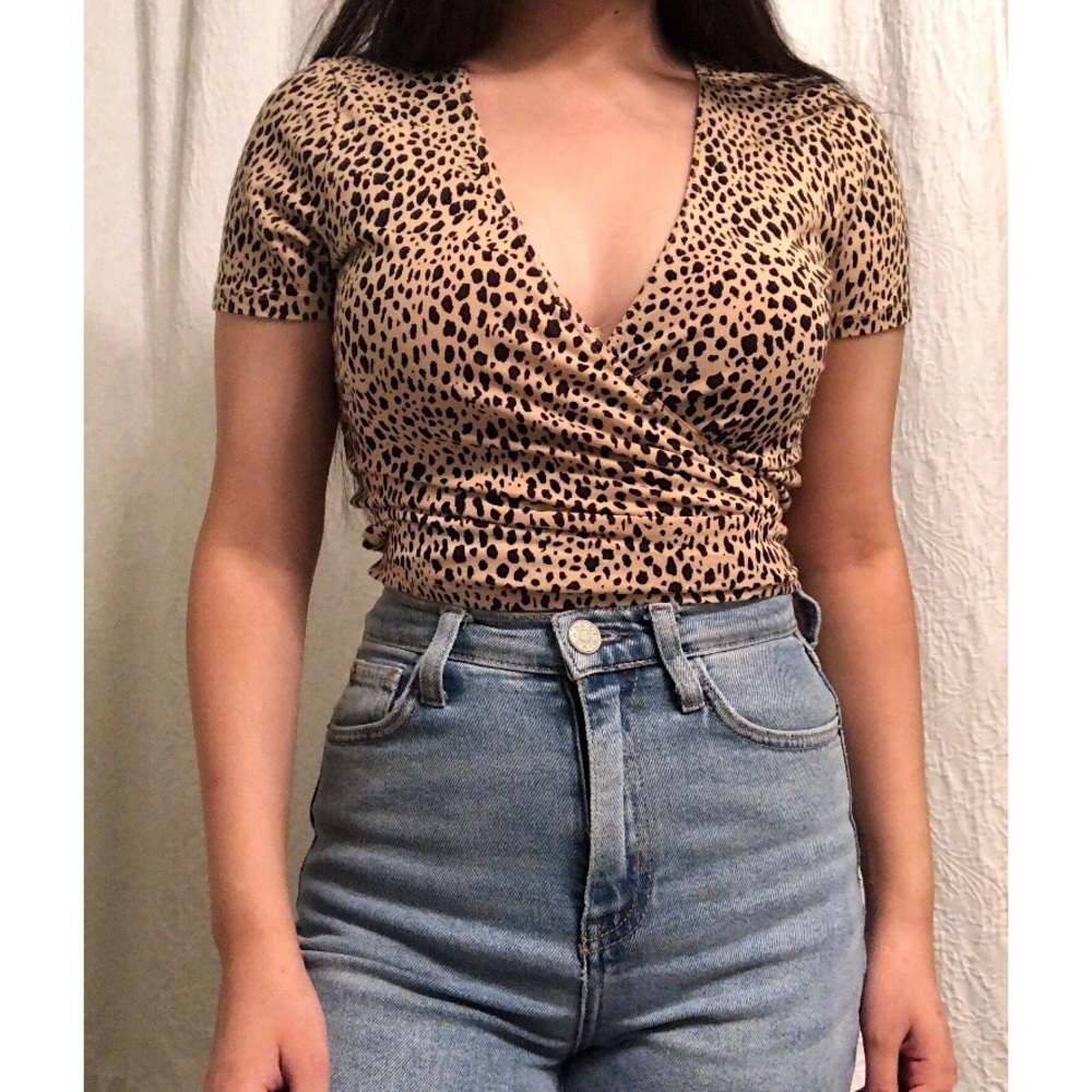 brandy melville cheetah wrap around top